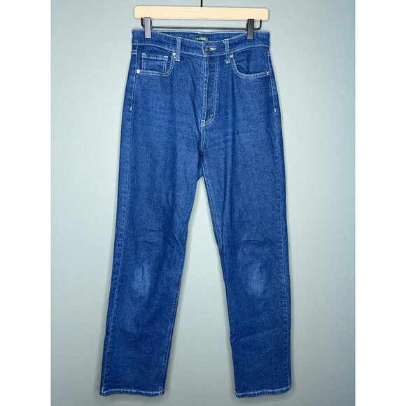 Wild Fable Women's 4 Relaxed Straight Leg High-Rise Denim Jeans Dark Wash Contra - Picture 1 of 10